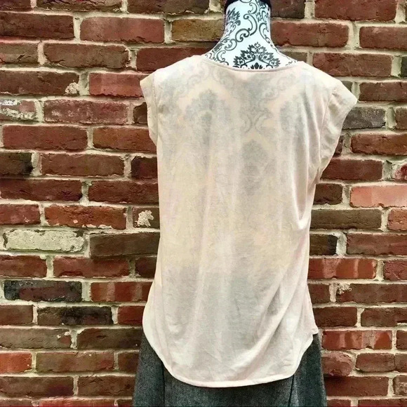 H&M Blush Semi Shear Light Weight Crew Neck Cap Sleeve Sleeveless Top Size M - Picture 6 of 8
